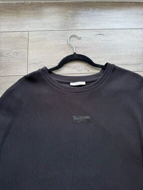 Zara Black Ribbed Crew Neck Shirt